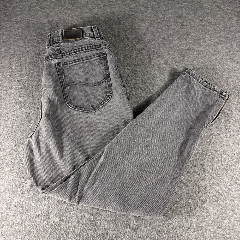 LEE Vintage High Rise Taper Zip Leg Black Denim Mom Jeans Women's Size 14 USA